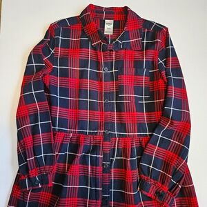 Oshkosh b'gosh Girls Red Plaid Button Down Dress